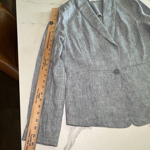 Cabi Jacket Women 12 Gray Linen Blend Beachwalk Blazer One Button Closure Preppy - Picture 8 of 13